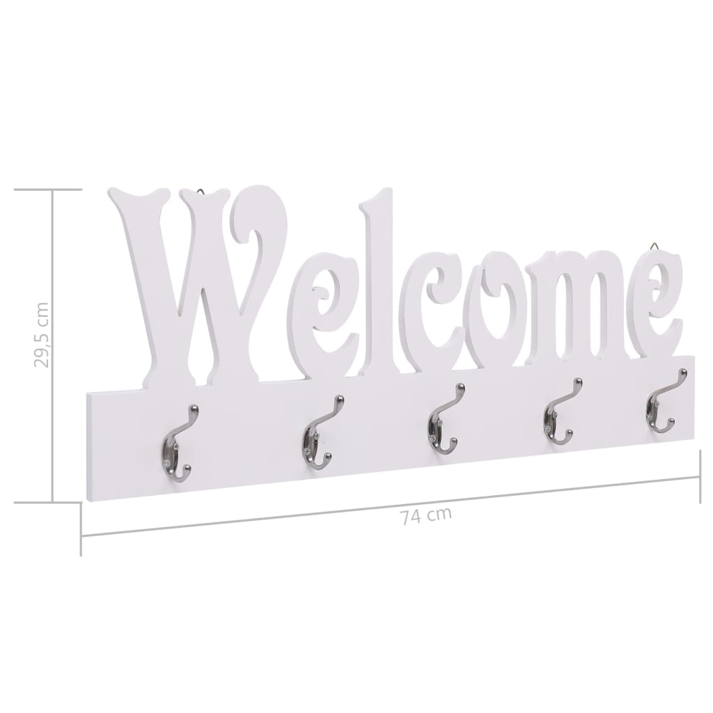 Veggmontert garderobepanel WELCOME hvit 74x29,5 cm vidaXL