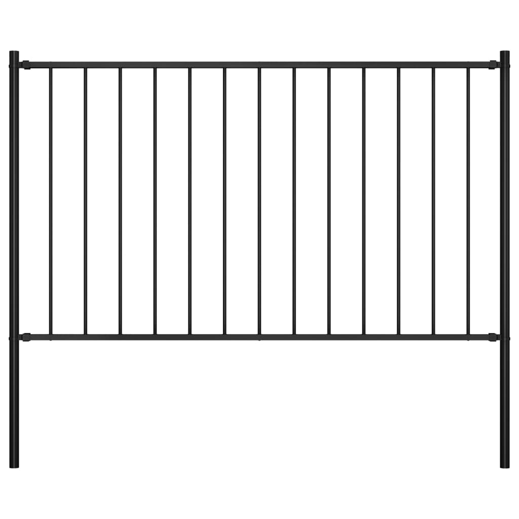 Gjerdepanel Woerden med stolper stål 1,7x1,25 m svart