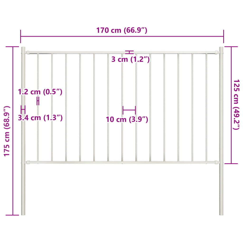 Gjerdepanel Woerden med stolper stål 1,7x1,25 m hvit