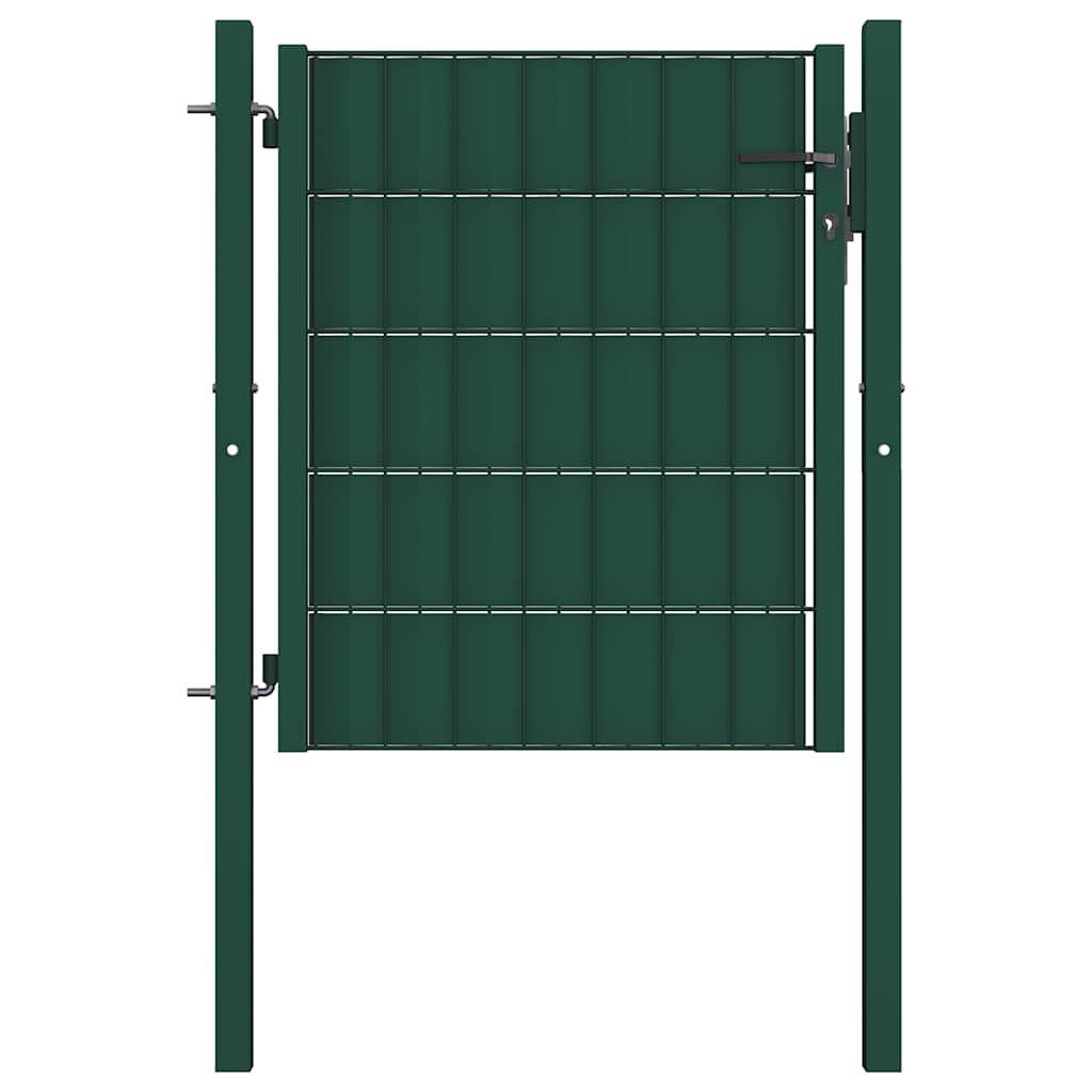 Gjerdeport PVC og stål 100x81 cm grønn vidaXL