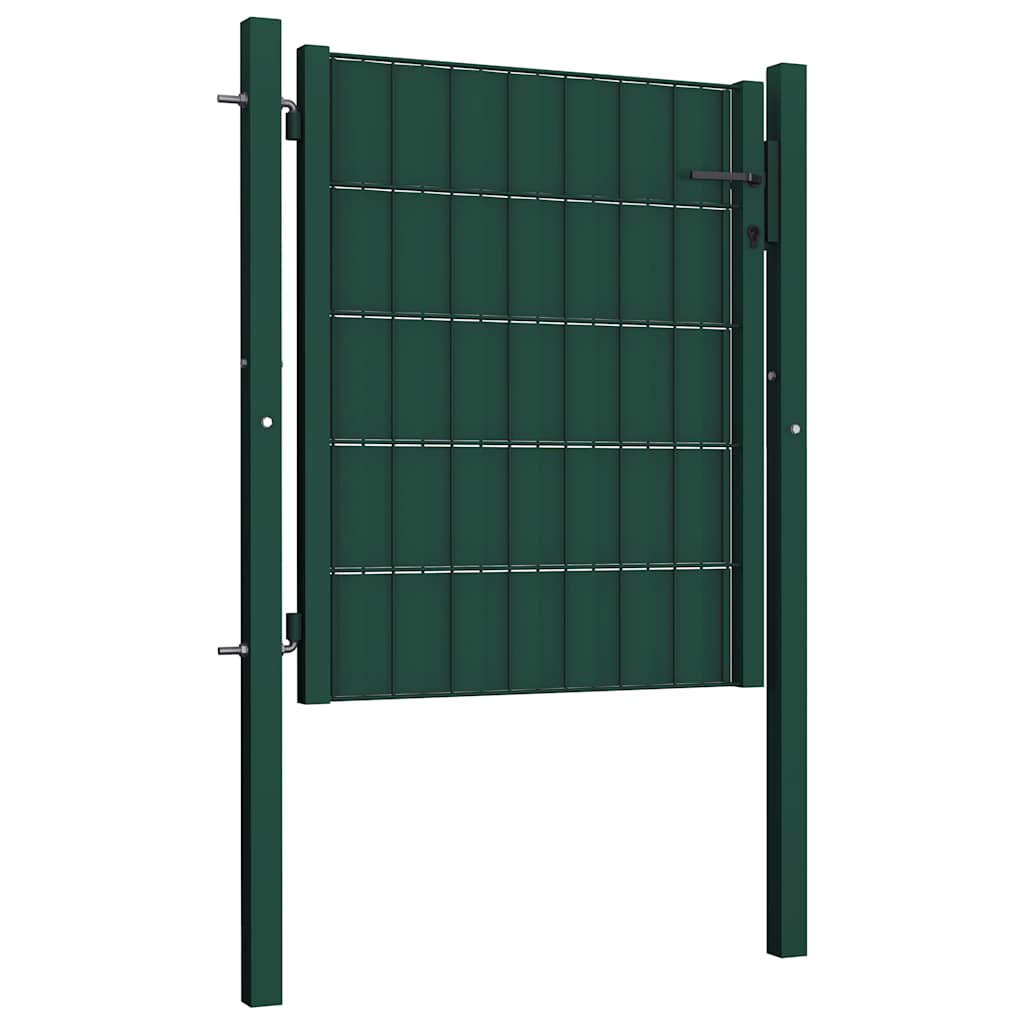 Gjerdeport PVC og stål 100x81 cm grønn vidaXL