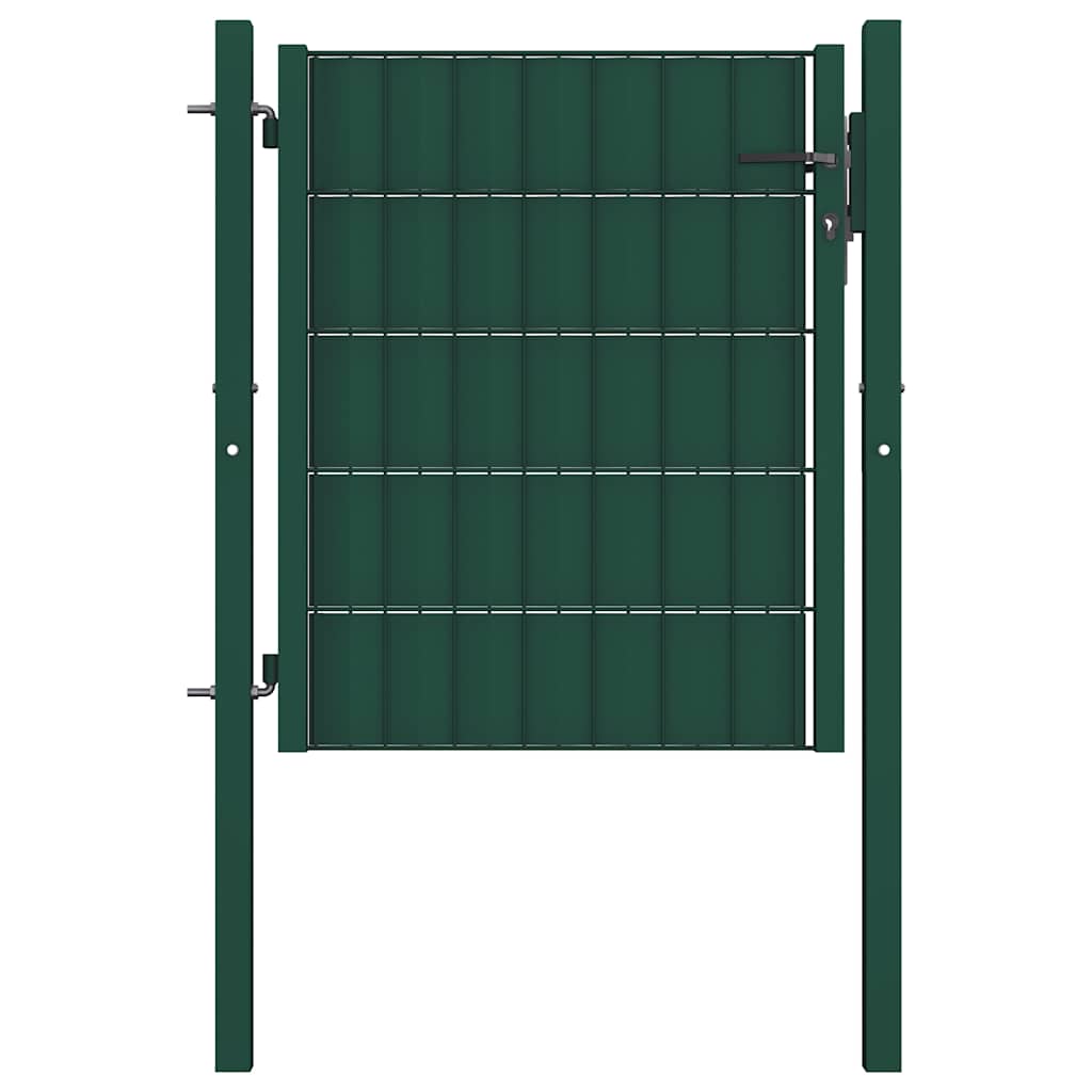 Gjerdeport PVC og stål 100x100 cm grønn vidaXL