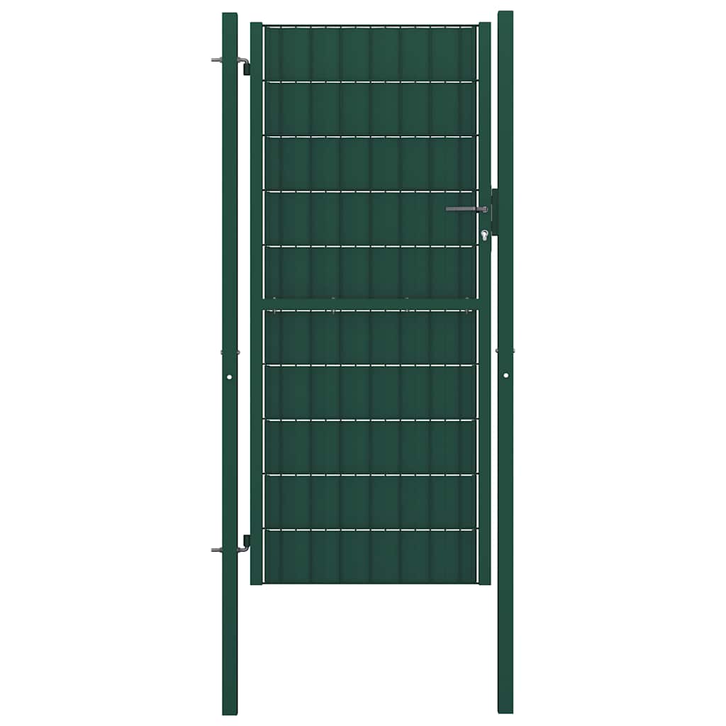 Gjerdeport PVC og stål 100x124 cm grønn vidaXL