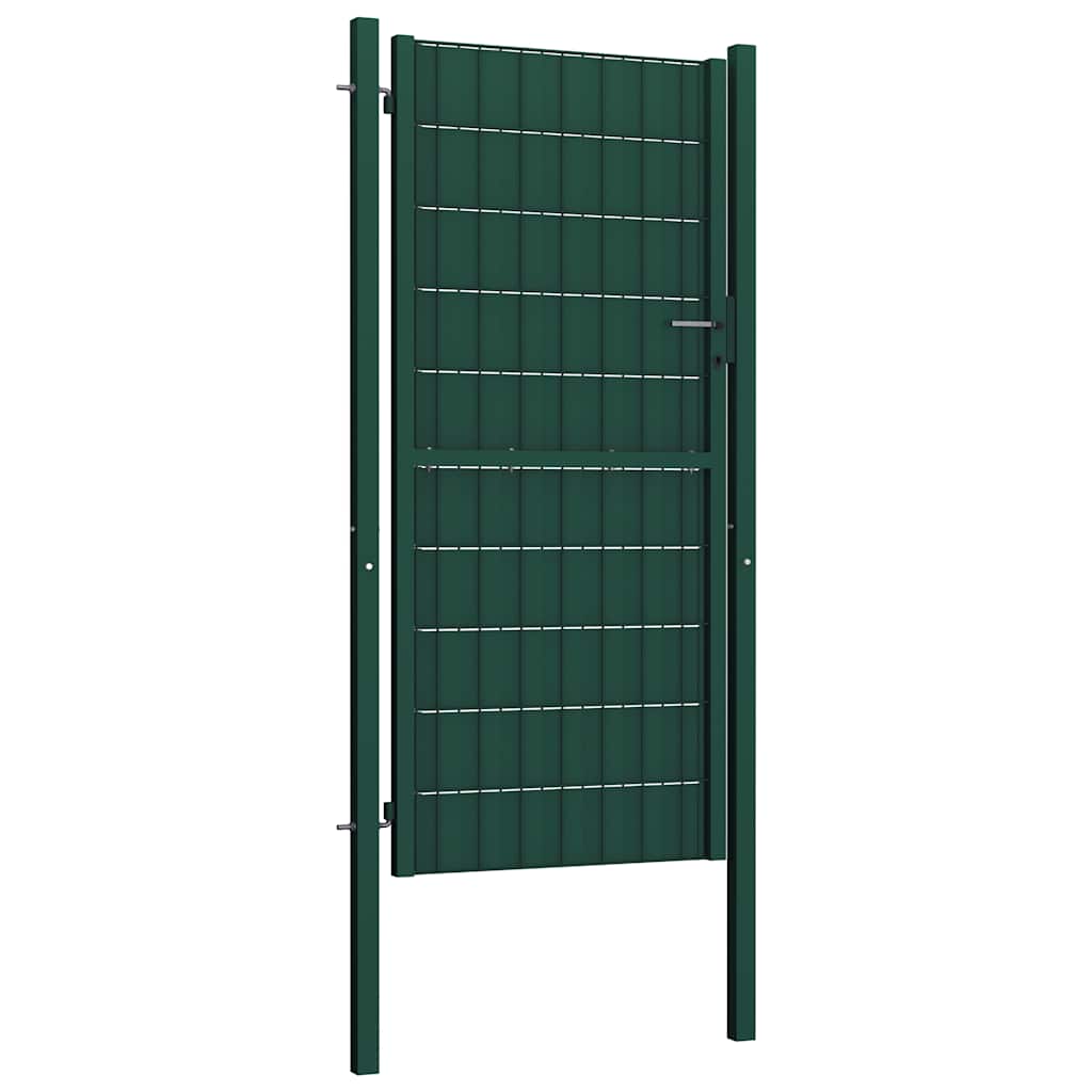 Gjerdeport PVC og stål 100x164 cm grønn vidaXL