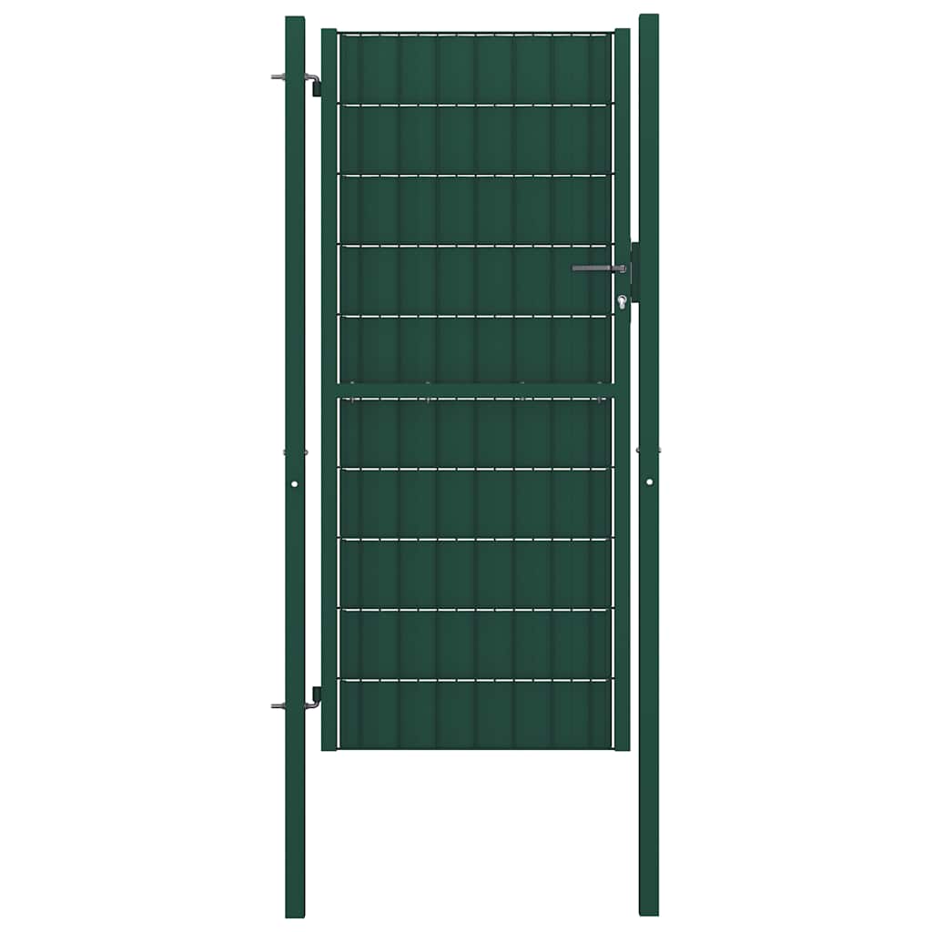 Gjerdeport PVC og stål 100x204 cm grønn vidaXL