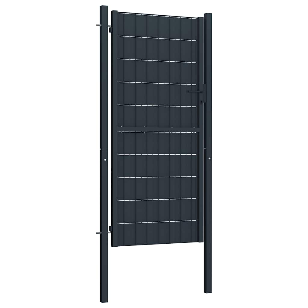Gjerdeport PVC og stål 100x204 cm antrasitt vidaXL