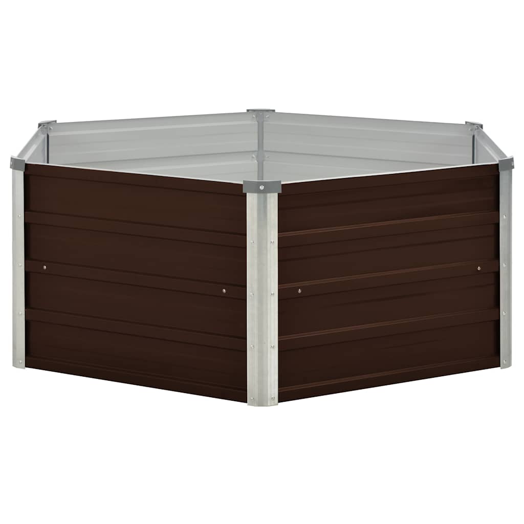 Forhøyet hagebed brun 129x129x45 cm galvanisert stål