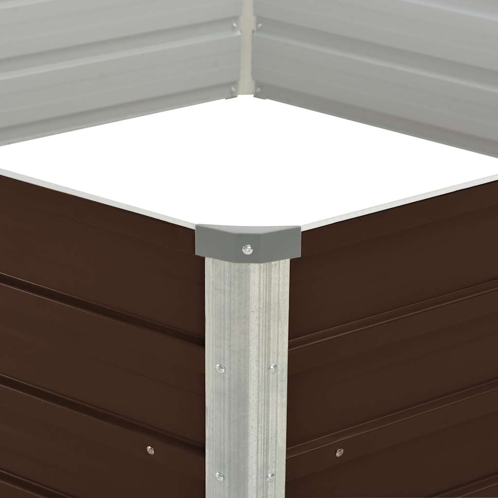 Forhøyet hagebed brun 129x129x45 cm galvanisert stål