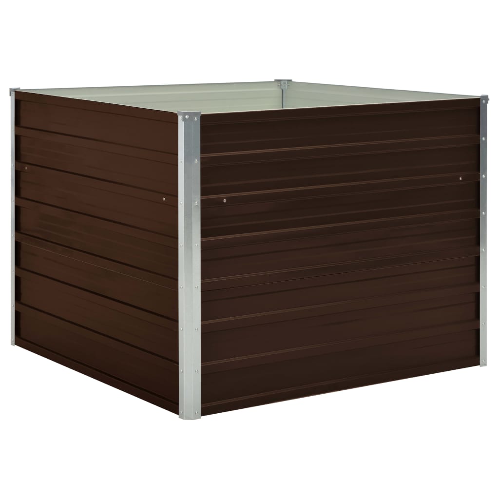 Forhøyet hagebed brun 100x100x77 cm galvanisert stål