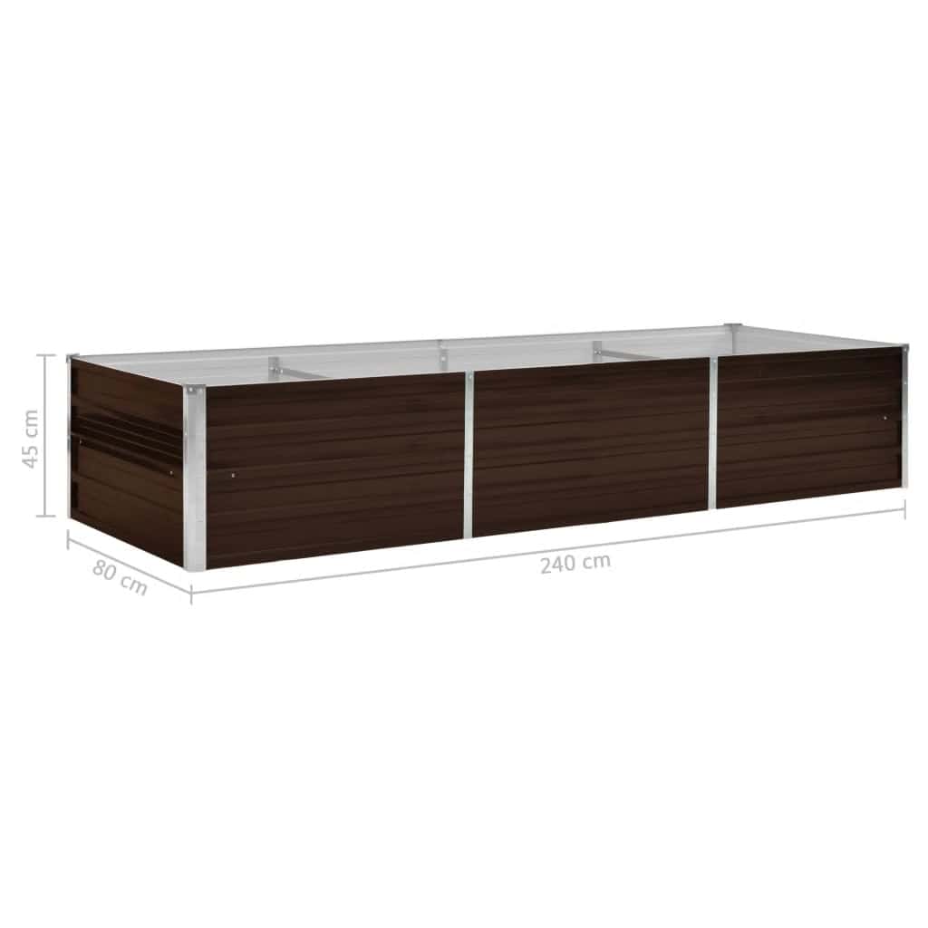 Høybed brun 240x80x45 cm galvanisert stål
