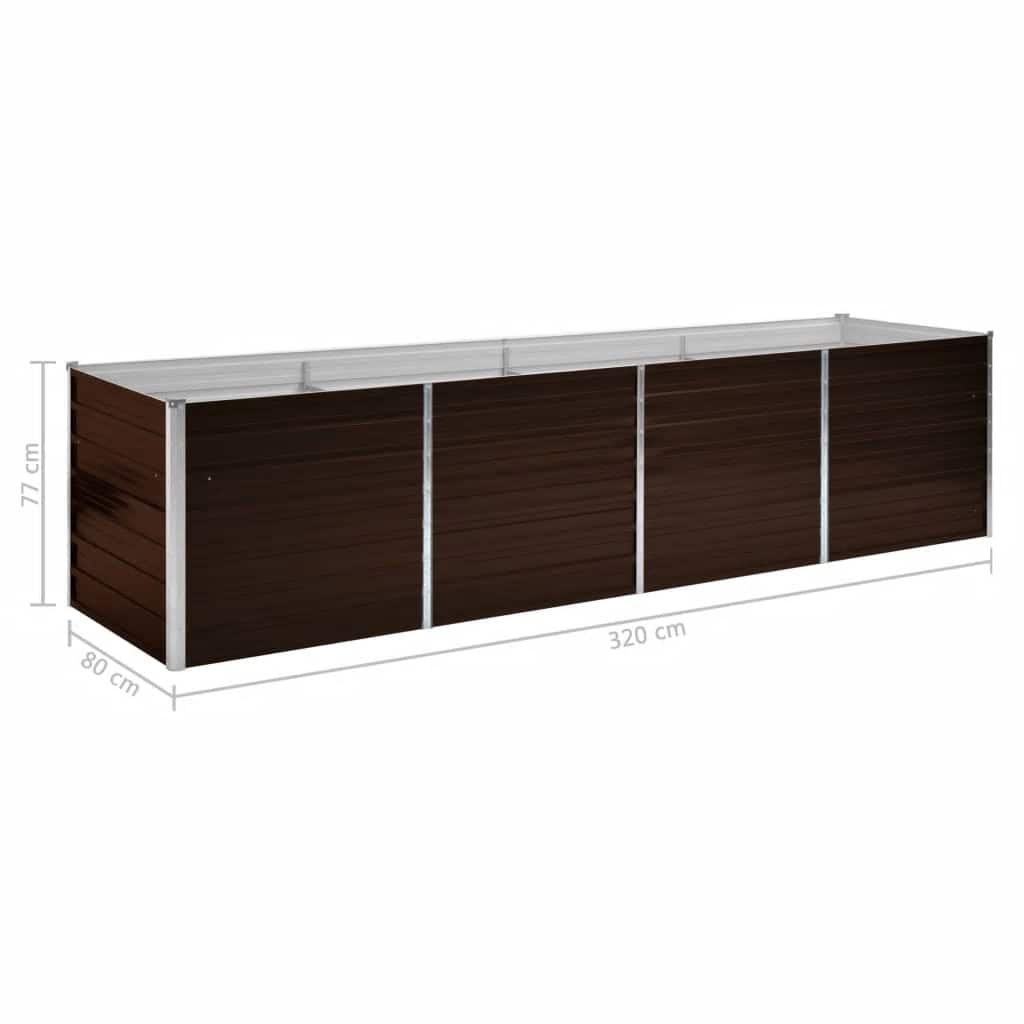 Høybed brun 320x80x77 cm galvanisert stål