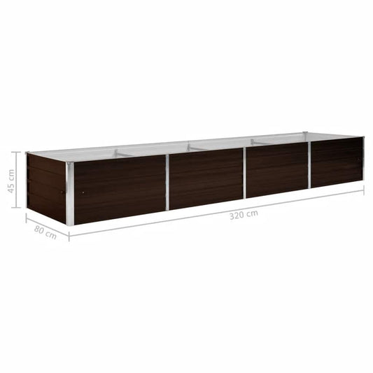 Høybed brun 320x80x45 cm galvanisert stål vidaXL