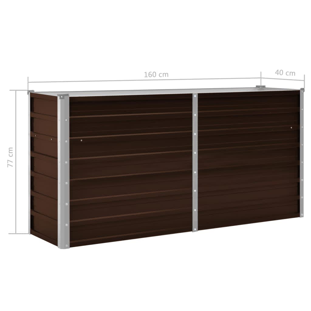 Høybed brun 160x40x77 cm galvanisert stål