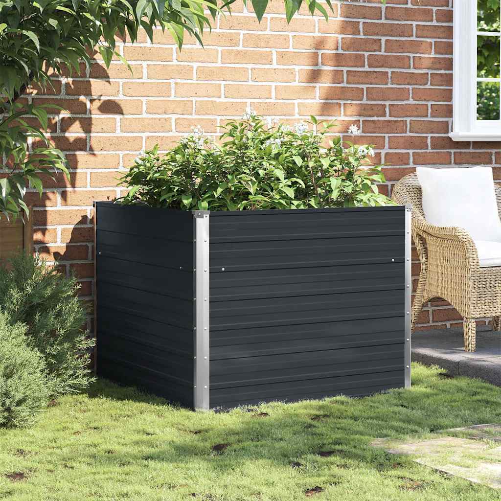 Forhøyet hagebed antrasitt 100x100x77 cm galvanisert stål