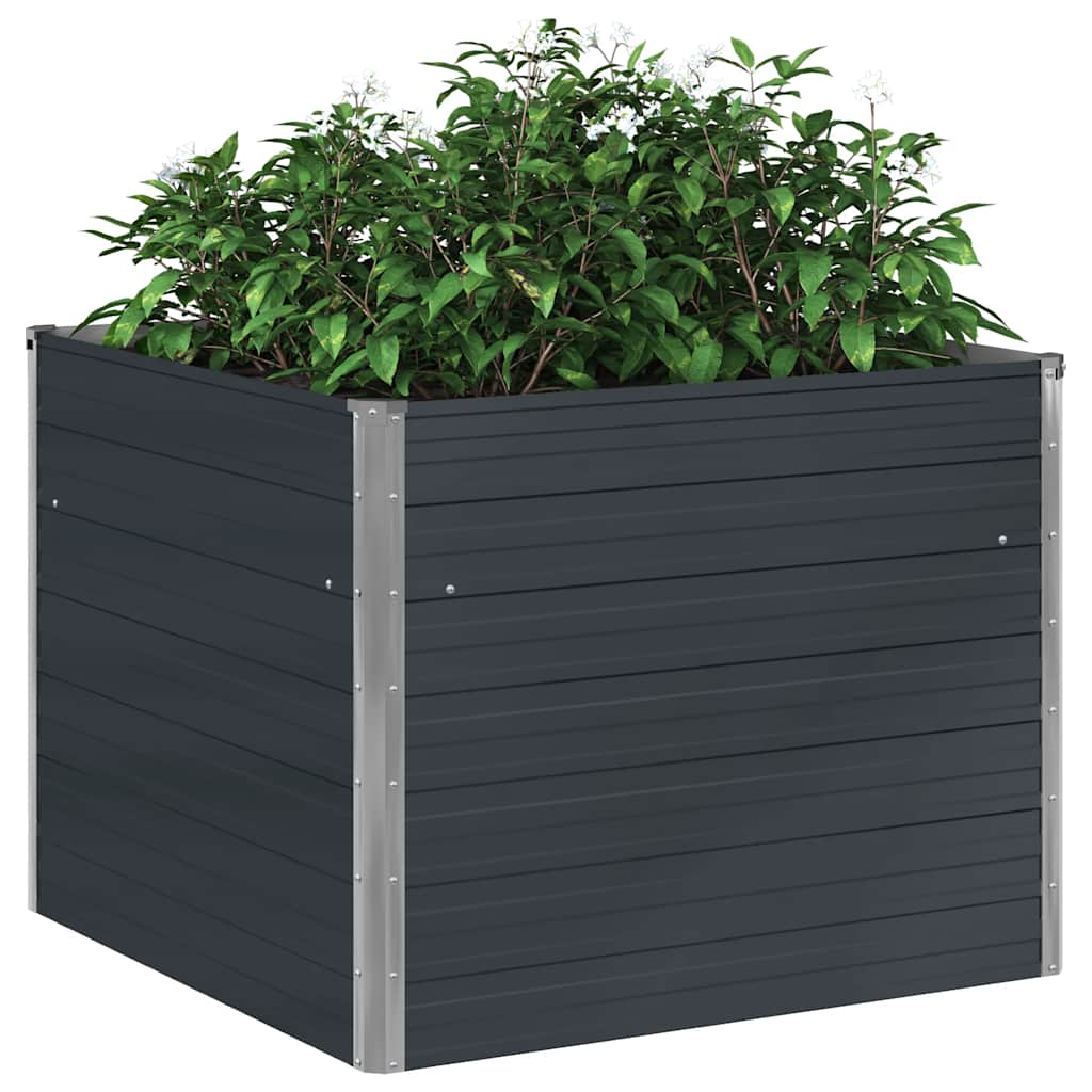Forhøyet hagebed antrasitt 100x100x77 cm galvanisert stål