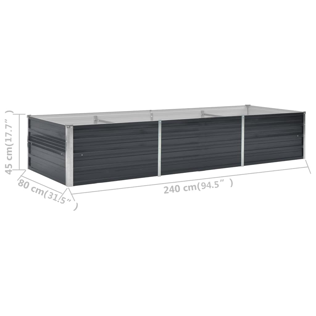 Høybed antrasitt 240x80x45 cm galvanisert stål