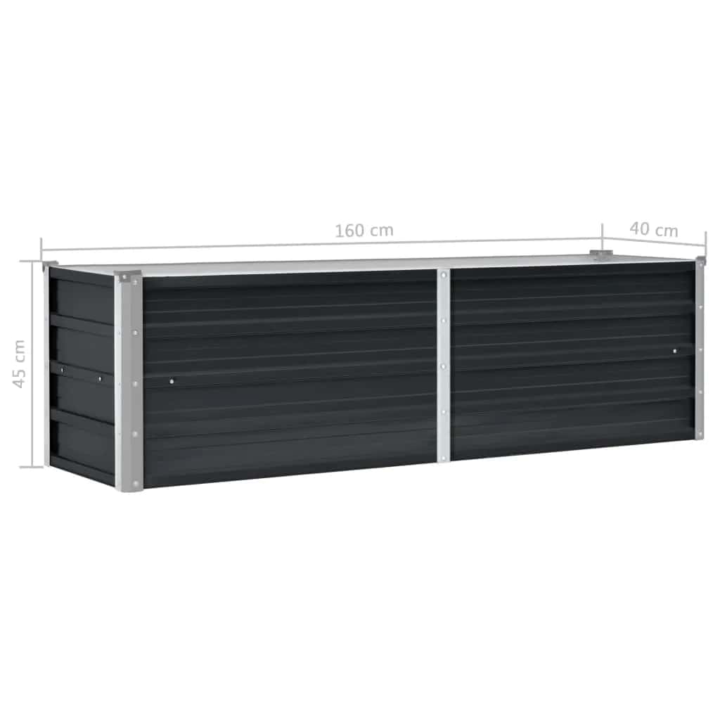 Høybed antrasitt 160x40x45 cm galvanisert stål