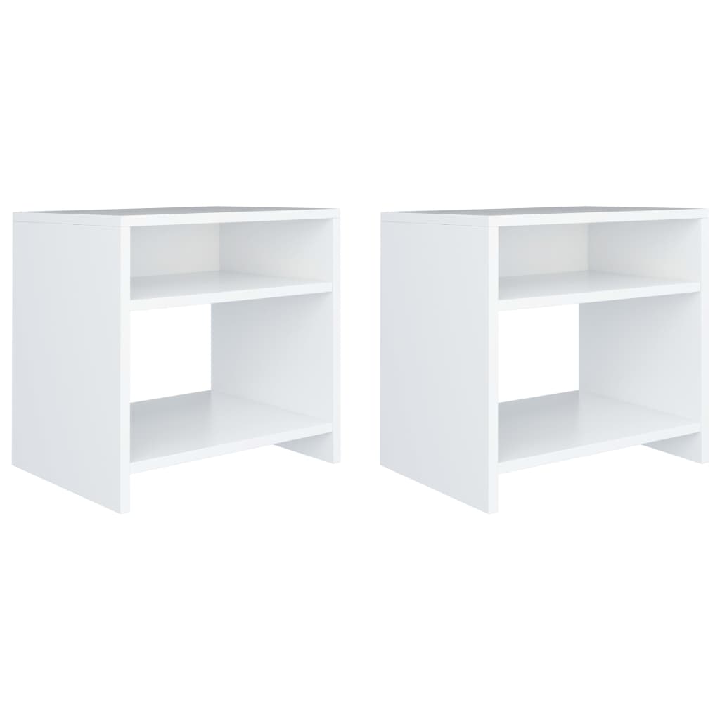 Nattbord 2 stk hvit 40x30x40 cm konstruert tre