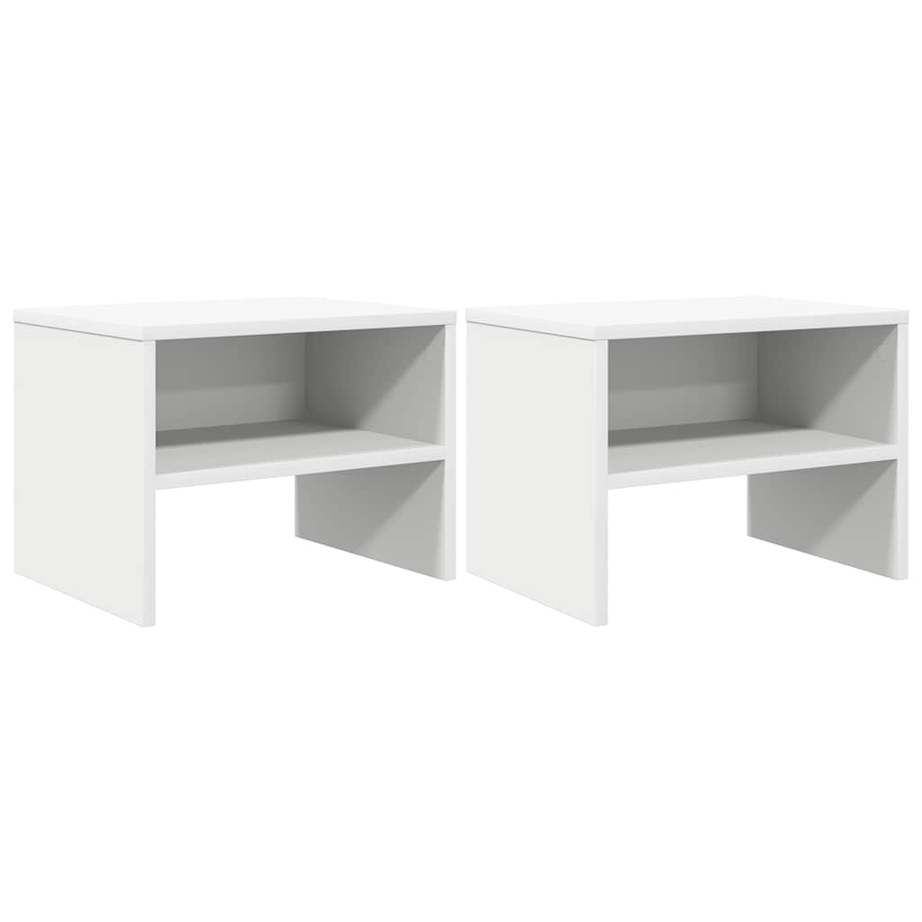 Nattbord 2 stk hvit 40x30x30 cm konstruert tre