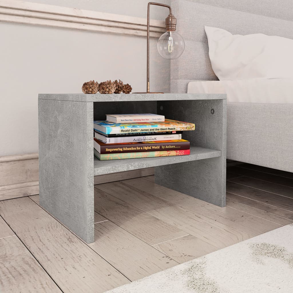 Nattbord 2 stk betonggrå 40x30x30 cm konstruert tre