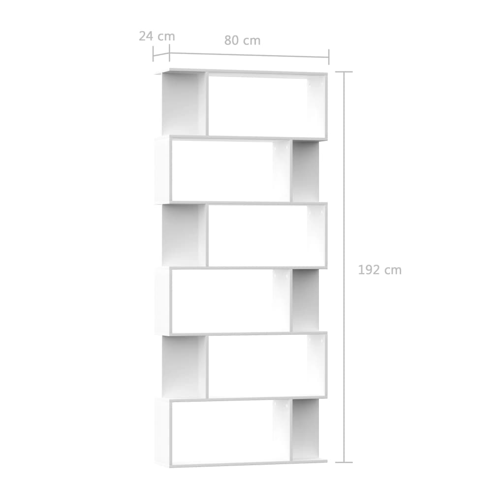 Bokhylle/Romdeler hvit 80x24x192 cm konstruert tre