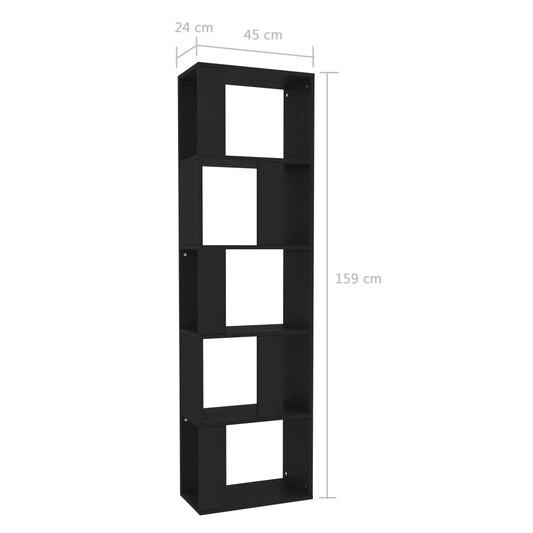 Bokhylle/Romdeler svart 45x24x159 cm konstruert tre