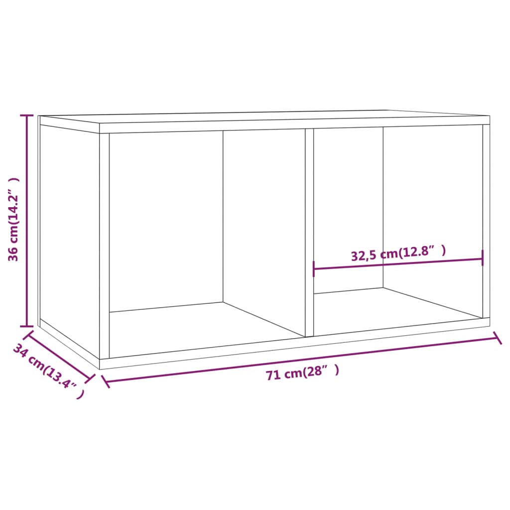 Oppbevaringsboks LP hvit 71x34x36 cm konstruert tre