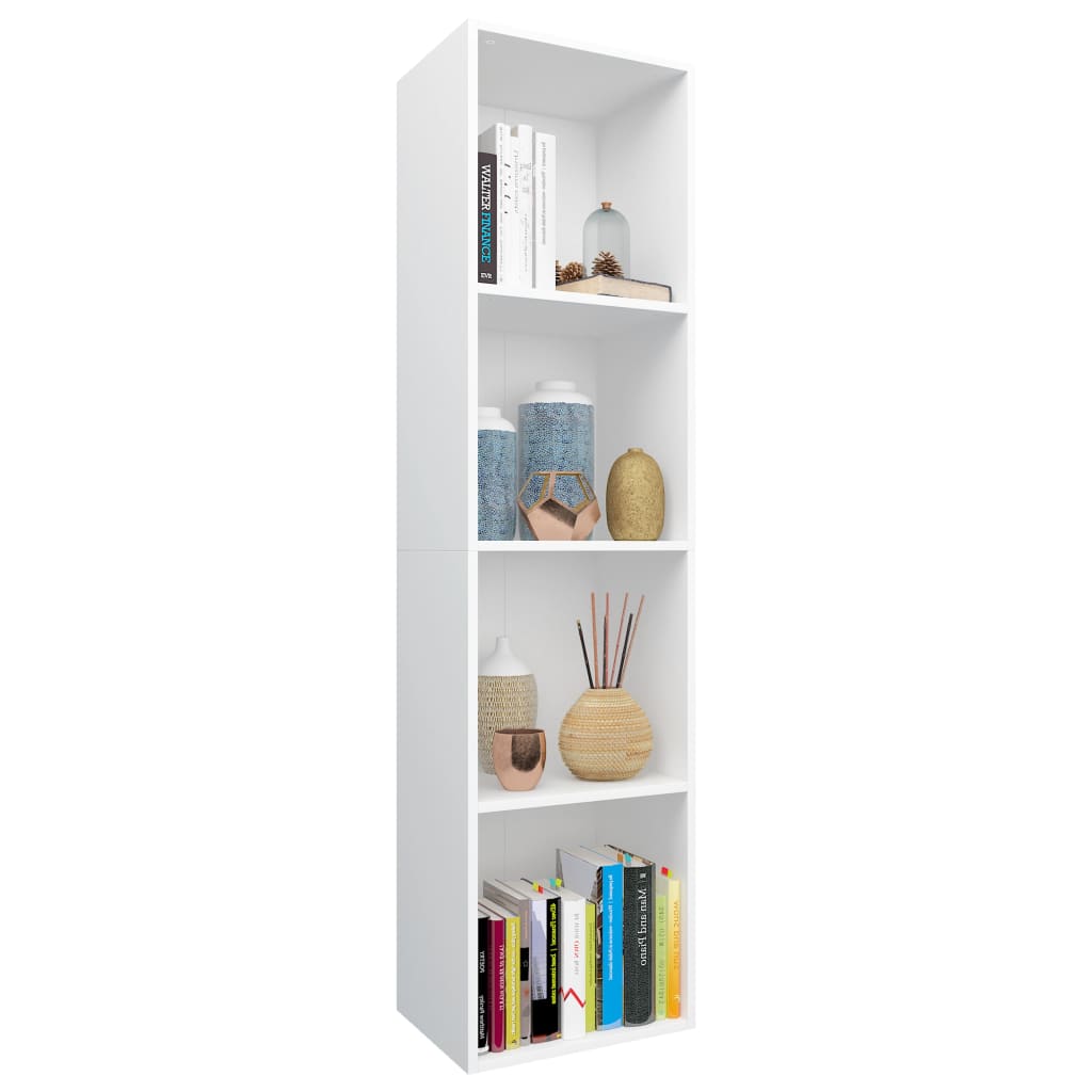 Bokhylle/TV-benk hvit 36x30x143 cm konstruert tre