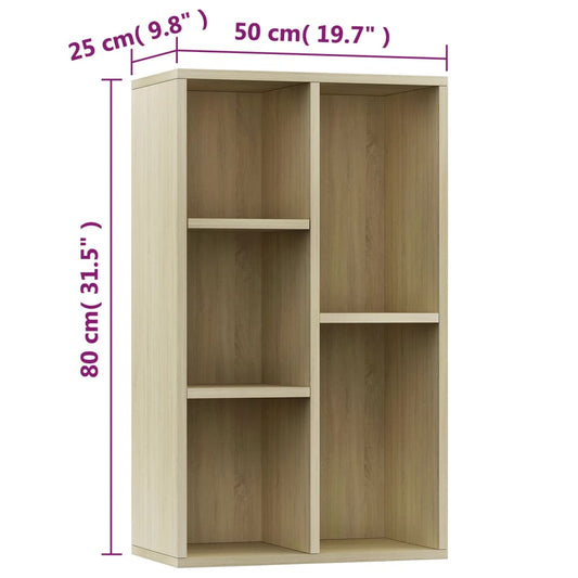 Bokhylle/skjenk sonoma eik 50x25x80 cm konstruert tre