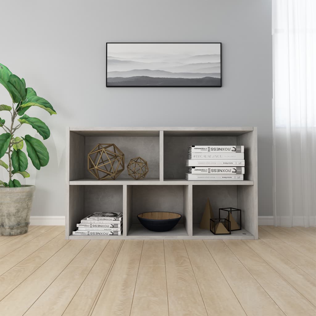 Bokhylle/skjenk betonggrå 50x25x80 cm konstruert tre