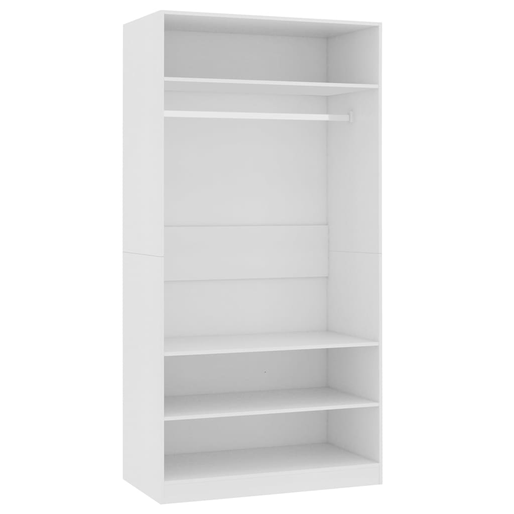 Garderobe hvit 100x50x200 cm konstruert tre