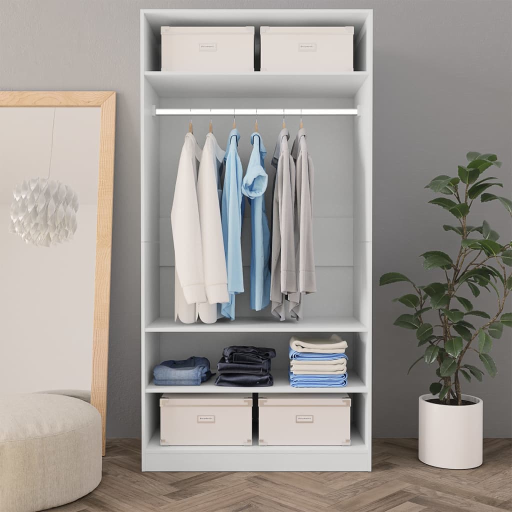 Garderobe hvit 100x50x200 cm konstruert tre