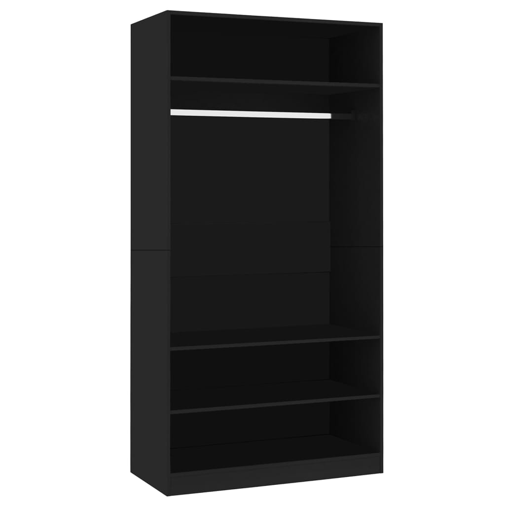 Garderobe svart 100x50x200 cm konstruert tre