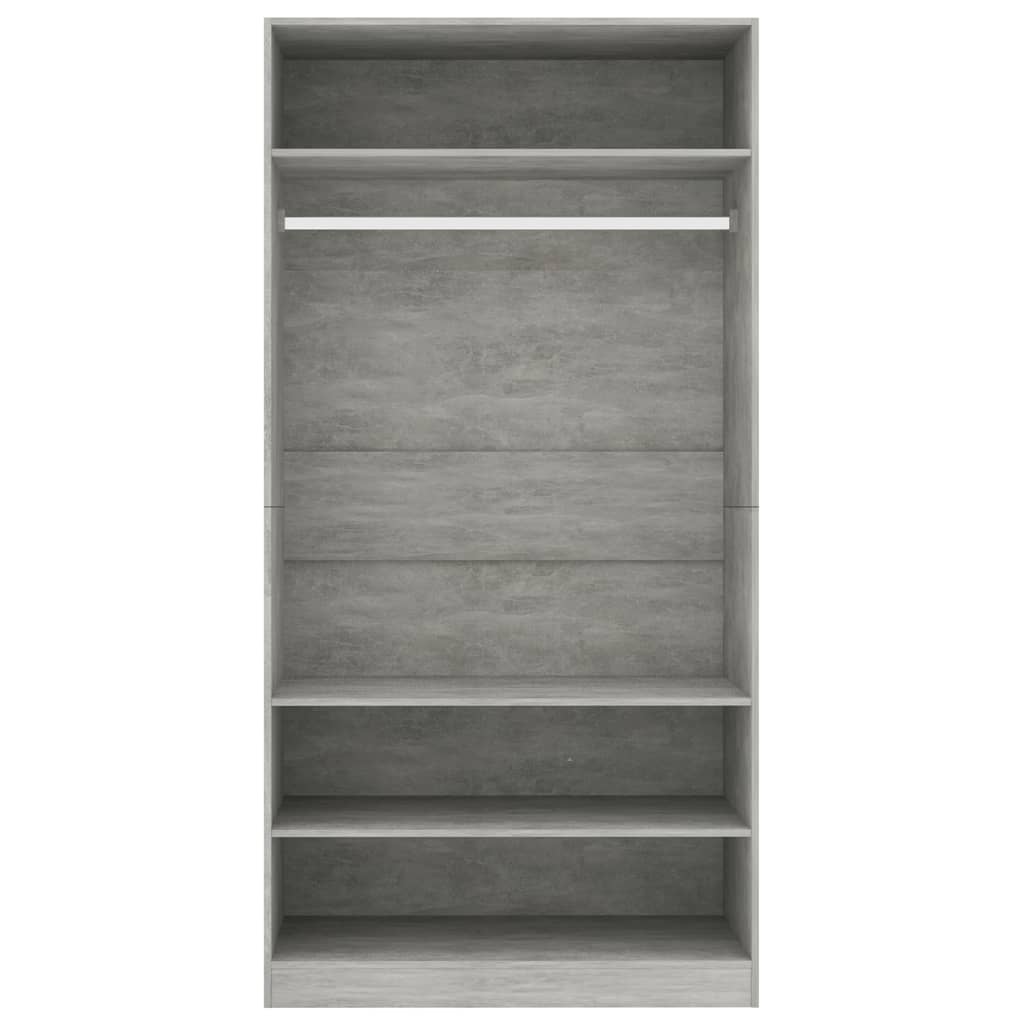 Garderobeskap betonggrå 100x50x200 cm sponplate
