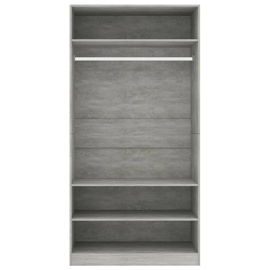 Garderobeskap betonggrå 100x50x200 cm sponplate