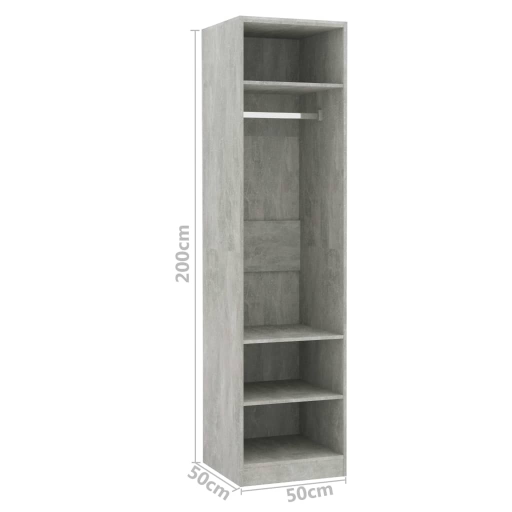 Garderobe betonggrå 50x50x200 cm konstruert tre