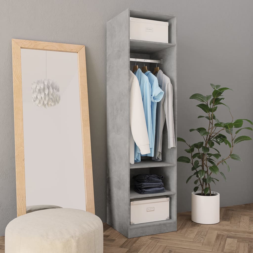 Garderobe betonggrå 50x50x200 cm konstruert tre