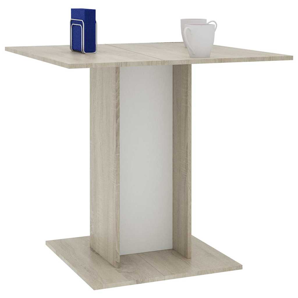 Spisebord hvit og sonoma eik 80x80x75 cm konstruert tre