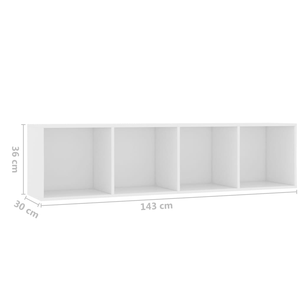 Bokhylle/TV-benk hvit 143x30x36 cm