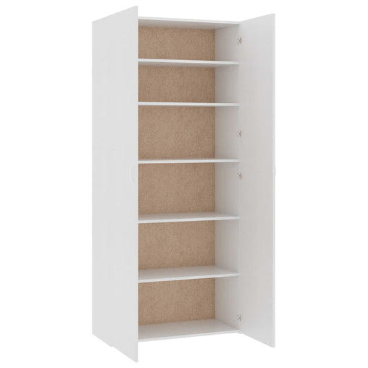 Skoskap hvit 80x35,5x180 cm konstruert tre