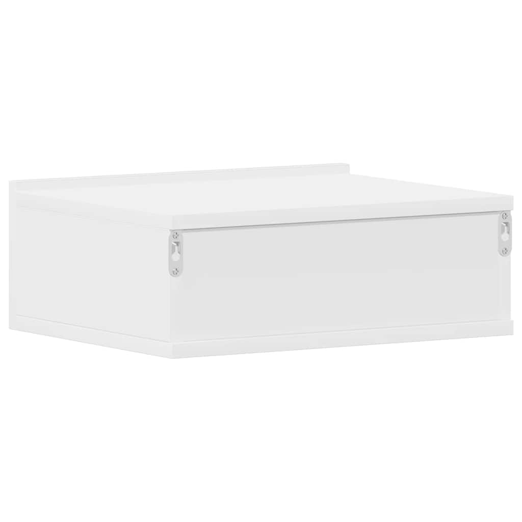 Flytende nattbord 2 stk hvit 40x30x15 cm konstruert tre
