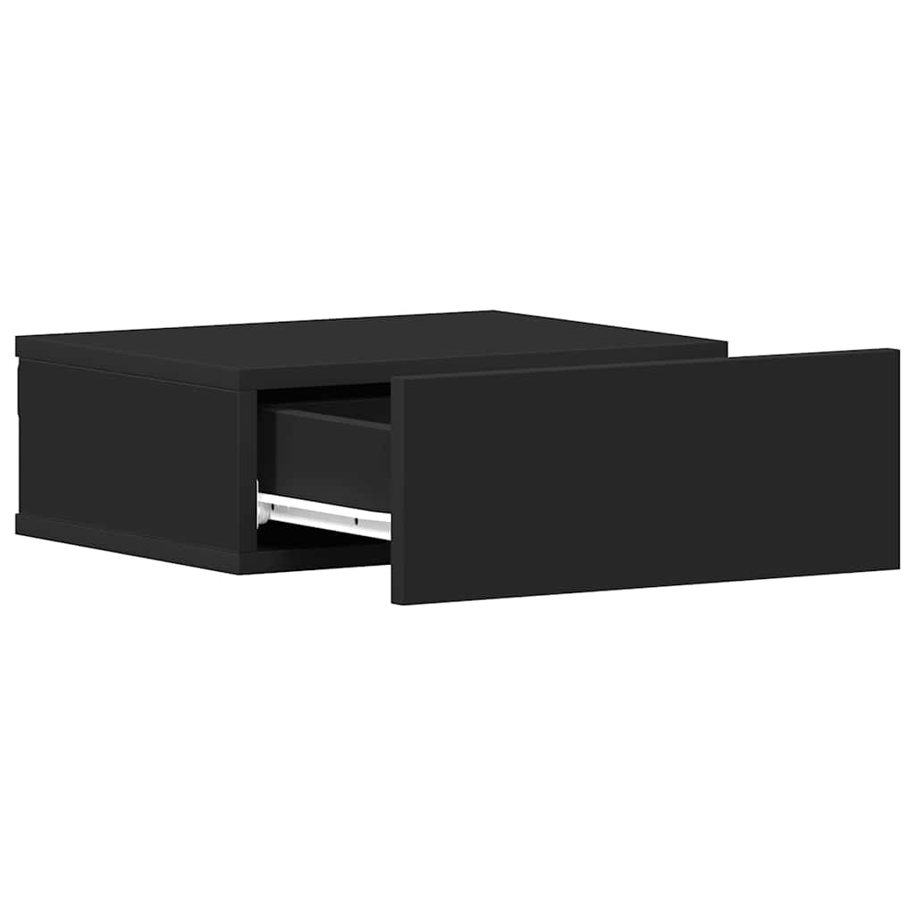 Flytende nattbord svart 40x30x15 cm konstruert tre
