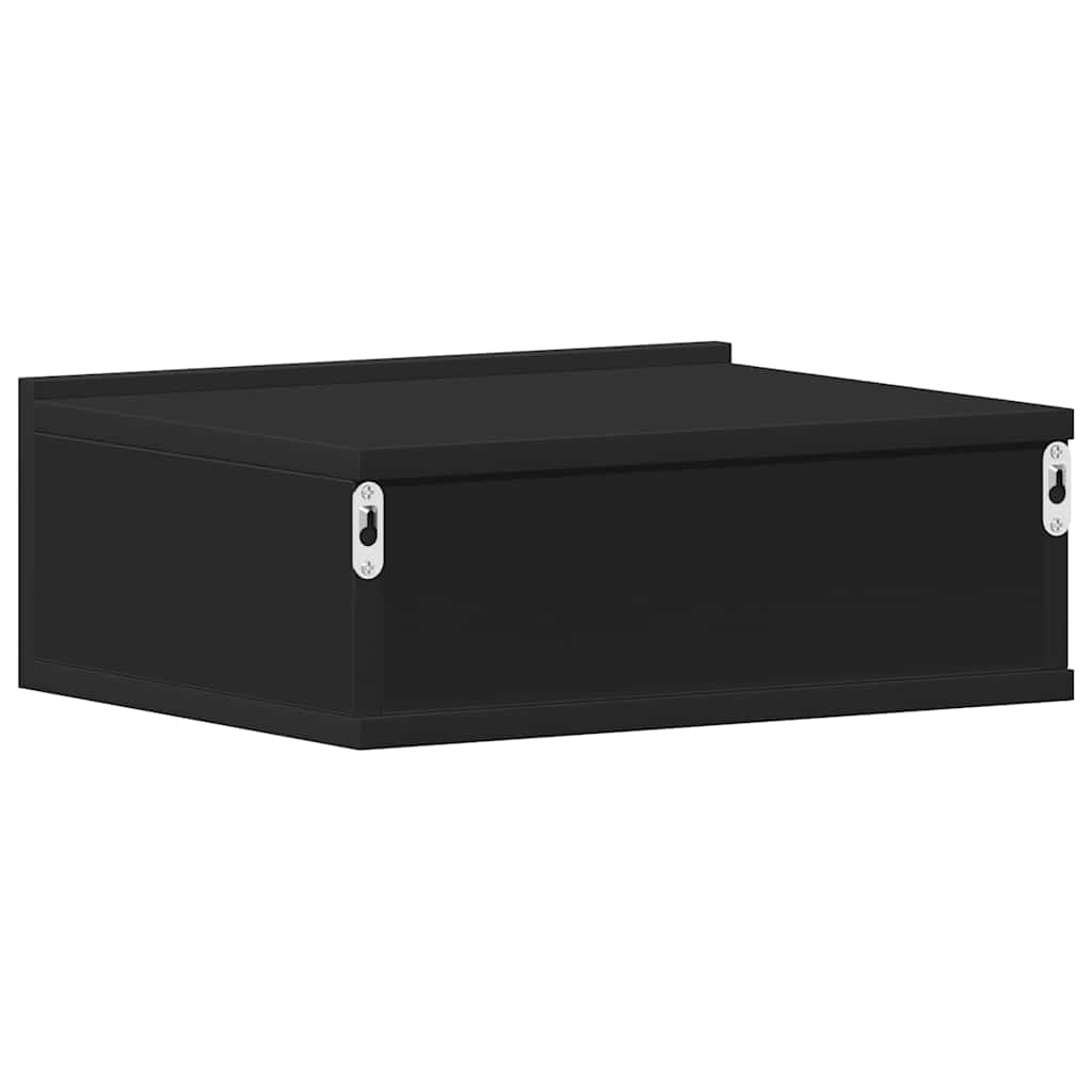 Flytende nattbord svart 40x30x15 cm konstruert tre