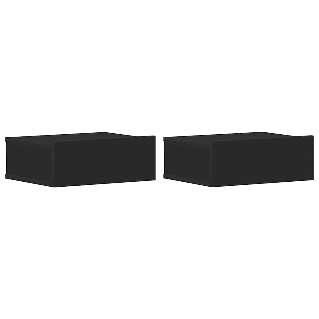 Flytende nattbord 2 stk svart 40x30x15 cm konstruert tre