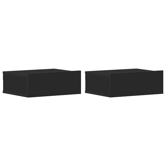Flytende nattbord 2 stk svart 40x30x15 cm konstruert tre