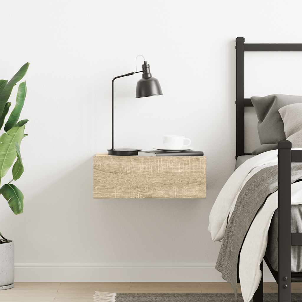 Flytende nattbord sonoma eik 40x30x15 cm konstruert tre