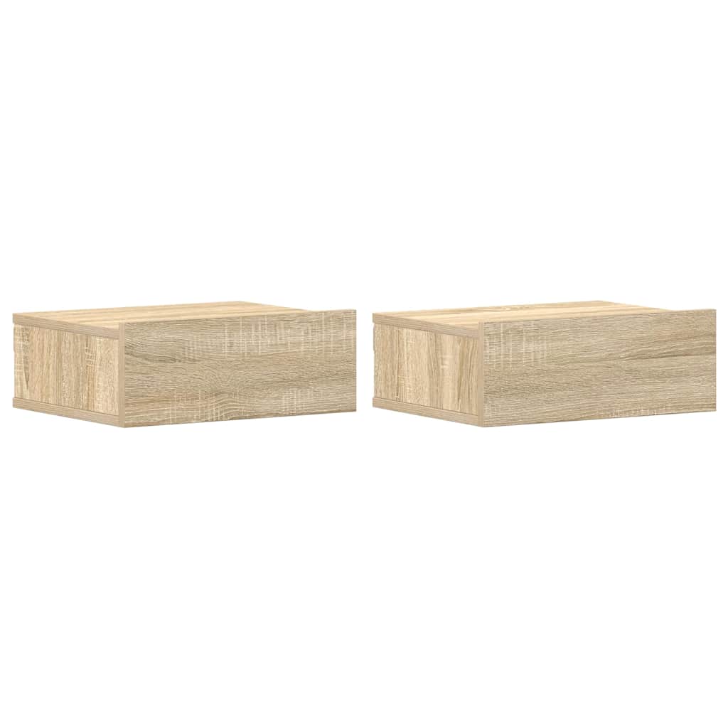 Flytende nattbord 2 stk sonoma eik 40x30x15 cm konstruert tre