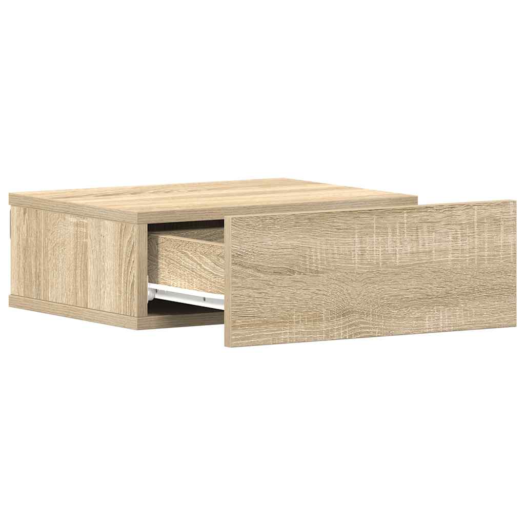 Flytende nattbord 2 stk sonoma eik 40x30x15 cm konstruert tre
