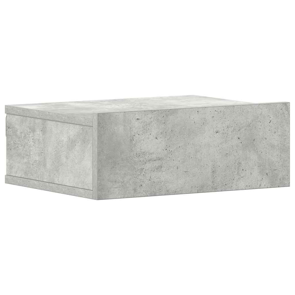 Flytende nattbord betonggrå 40x30x15 cm konstruert tre