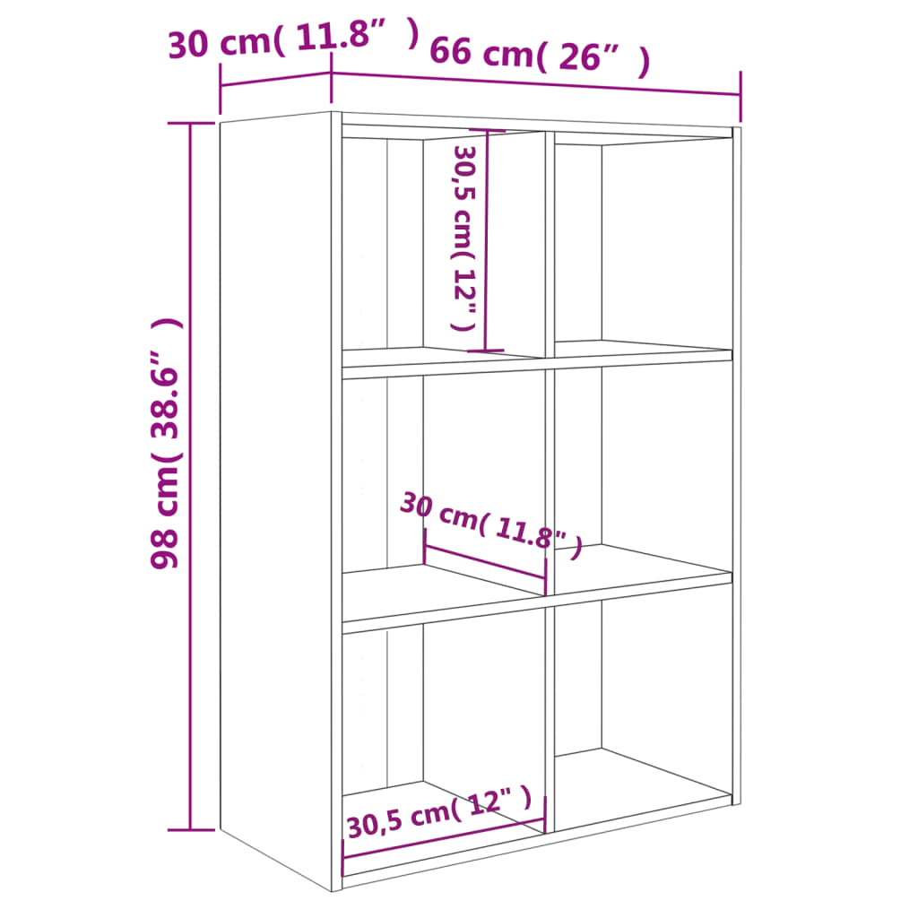 Bokhylle/skjenk hvit 66x30x98 cm konstruert tre